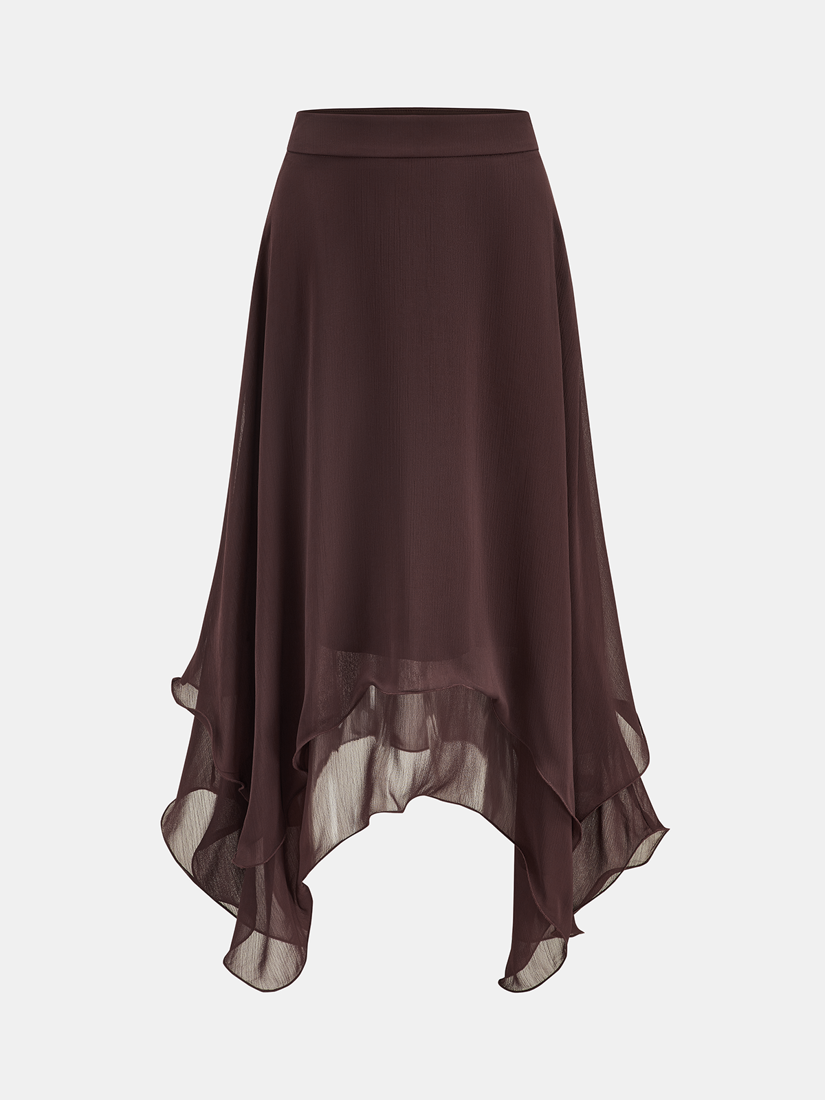 Chiffon Asymmetric Ruffled Midi Skirt