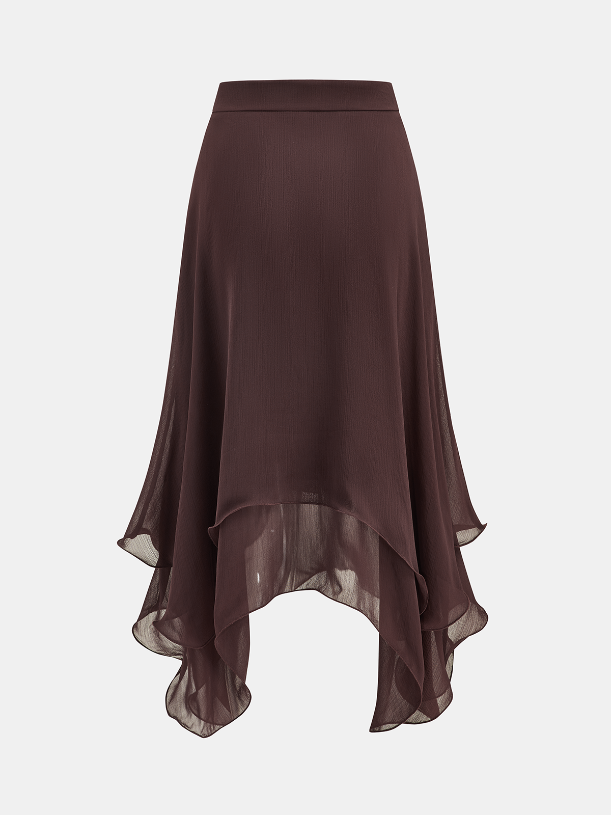 Chiffon Asymmetric Ruffled Midi Skirt