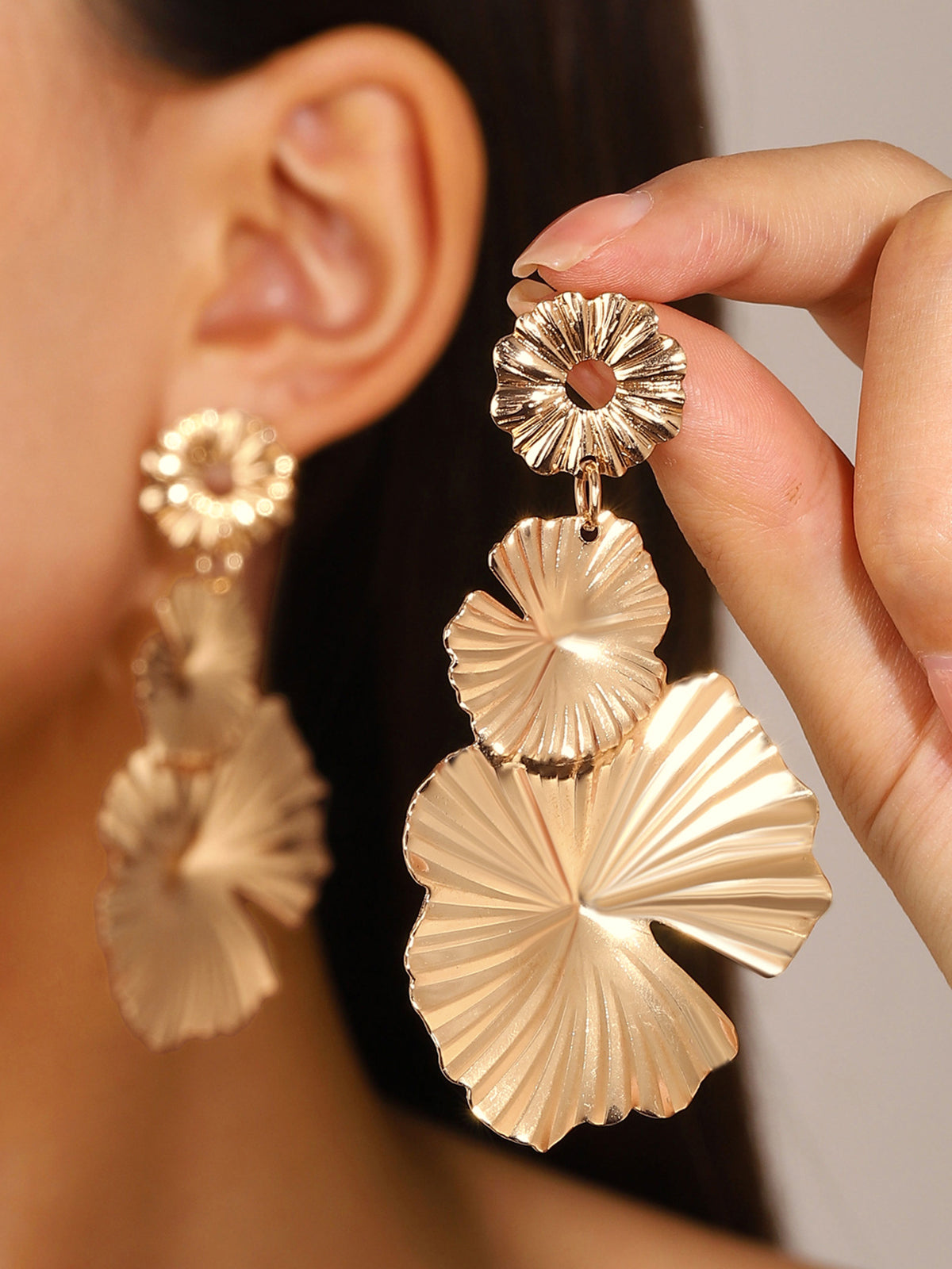 Petal-Inspired Layered Earrings