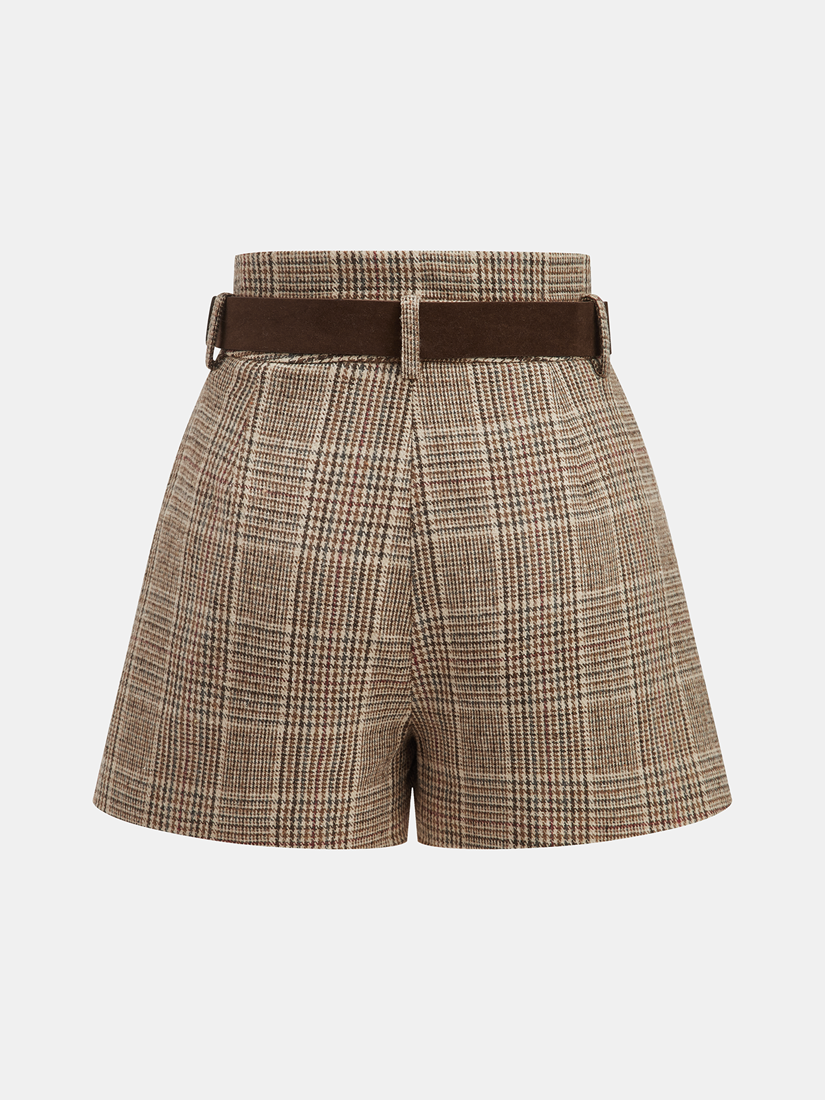 Gürtel-Shorts aus hochtailliertem Hahnentritt-Tweed