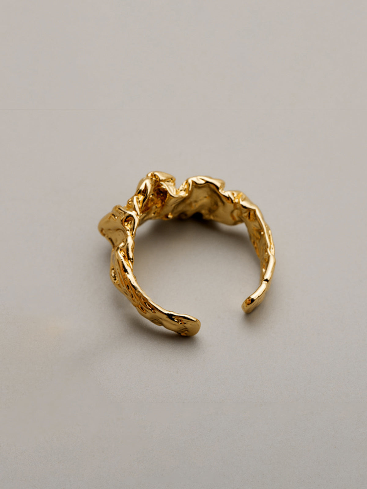 Irregular Textured Open Cuff Ring