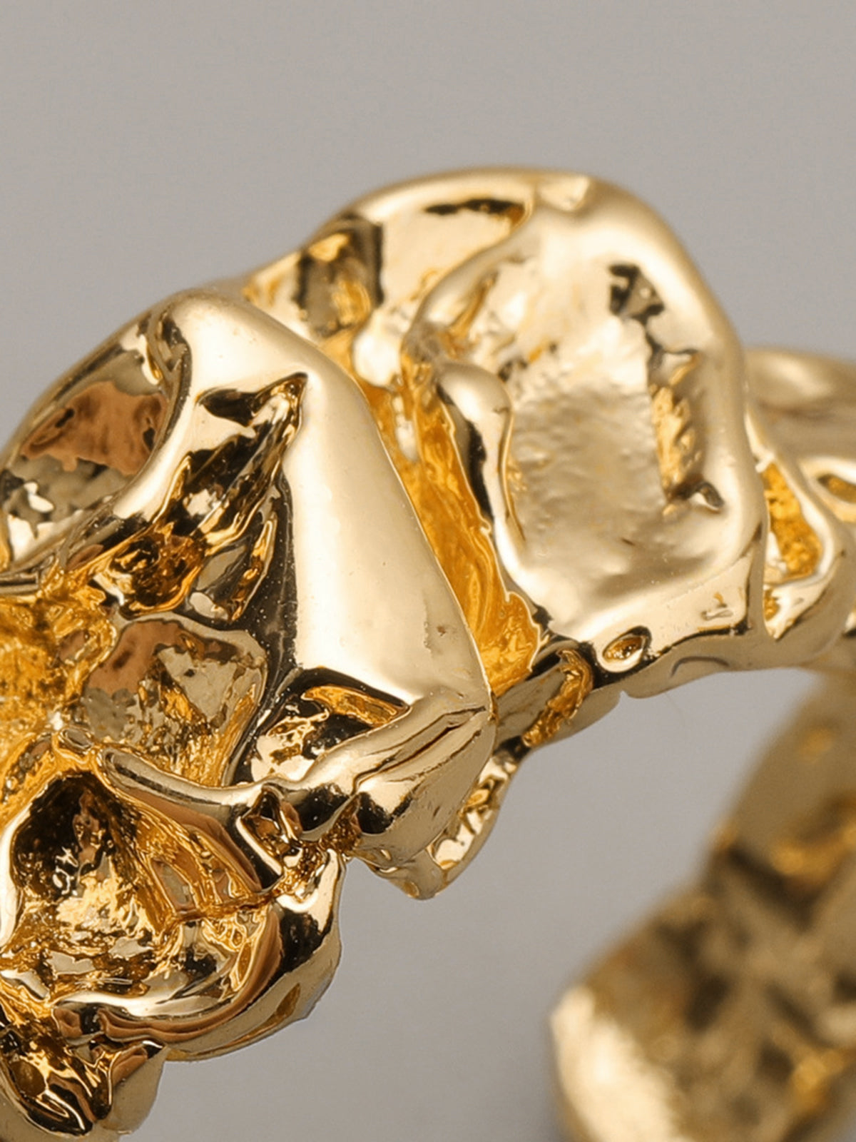 Irregular Textured Open Cuff Ring