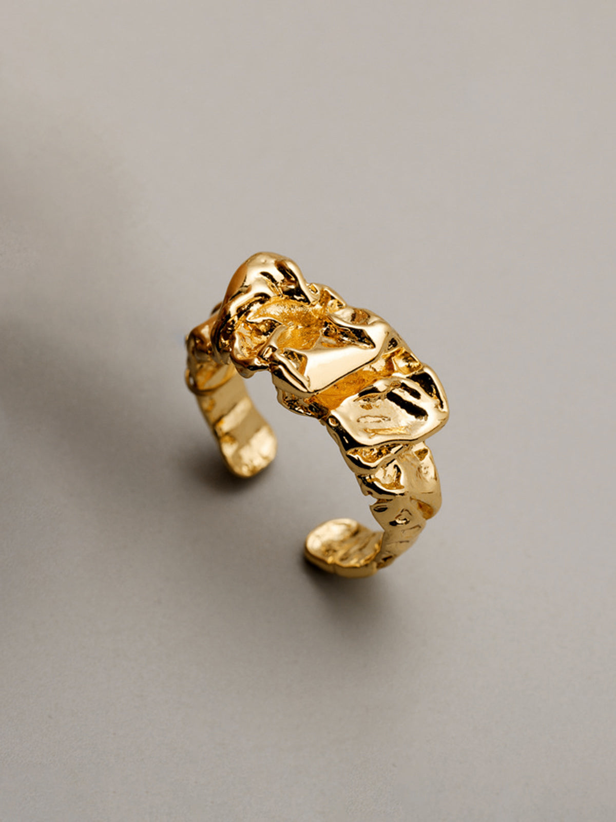 Irregular Textured Open Cuff Ring