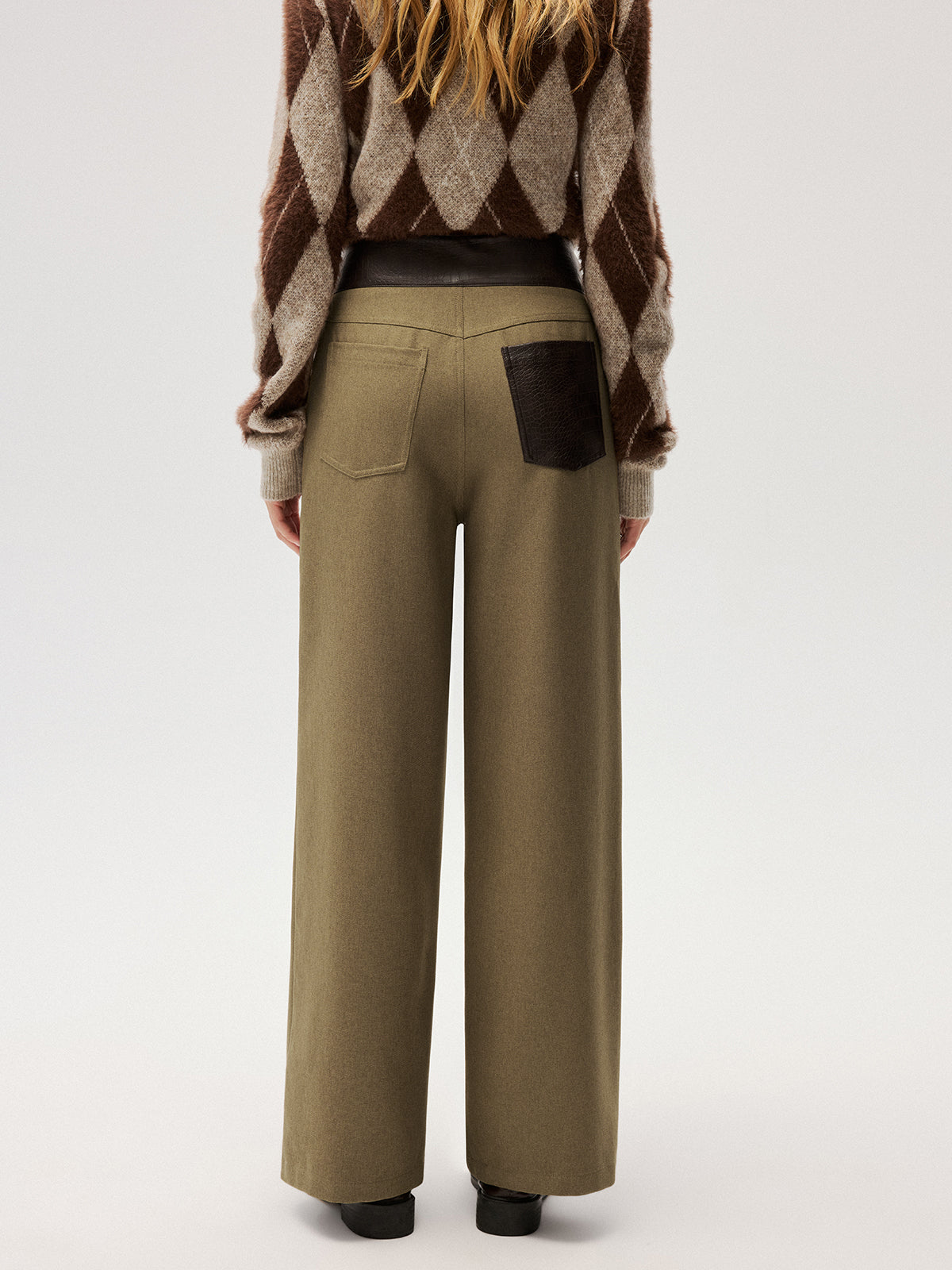 Pantalon ample à taille color-block