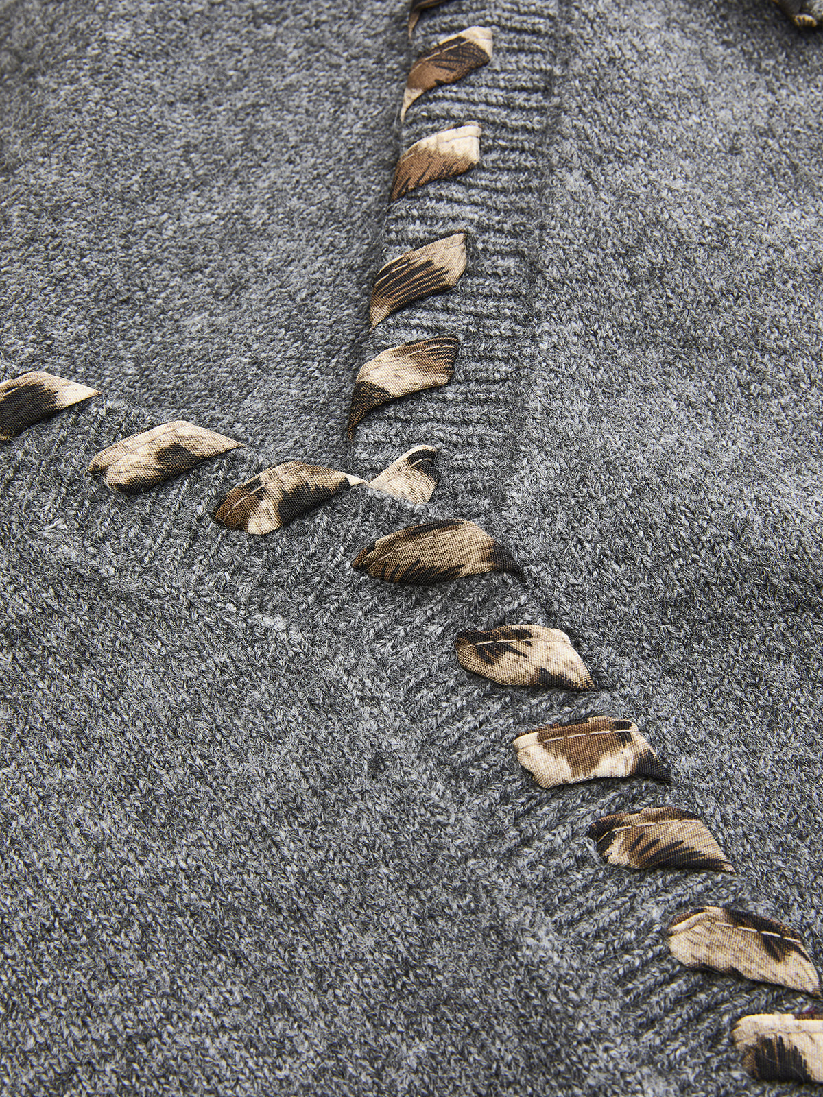 Lace-Up Trim V-Neck Cardigan
