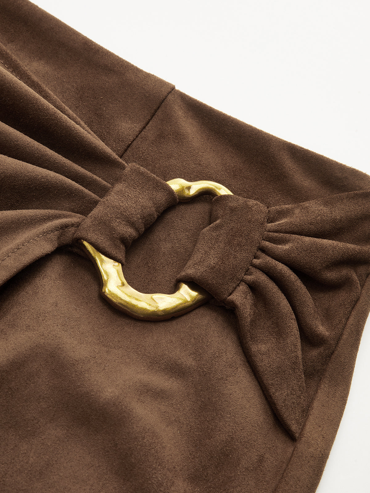 Jupe midi effet daim à boucle