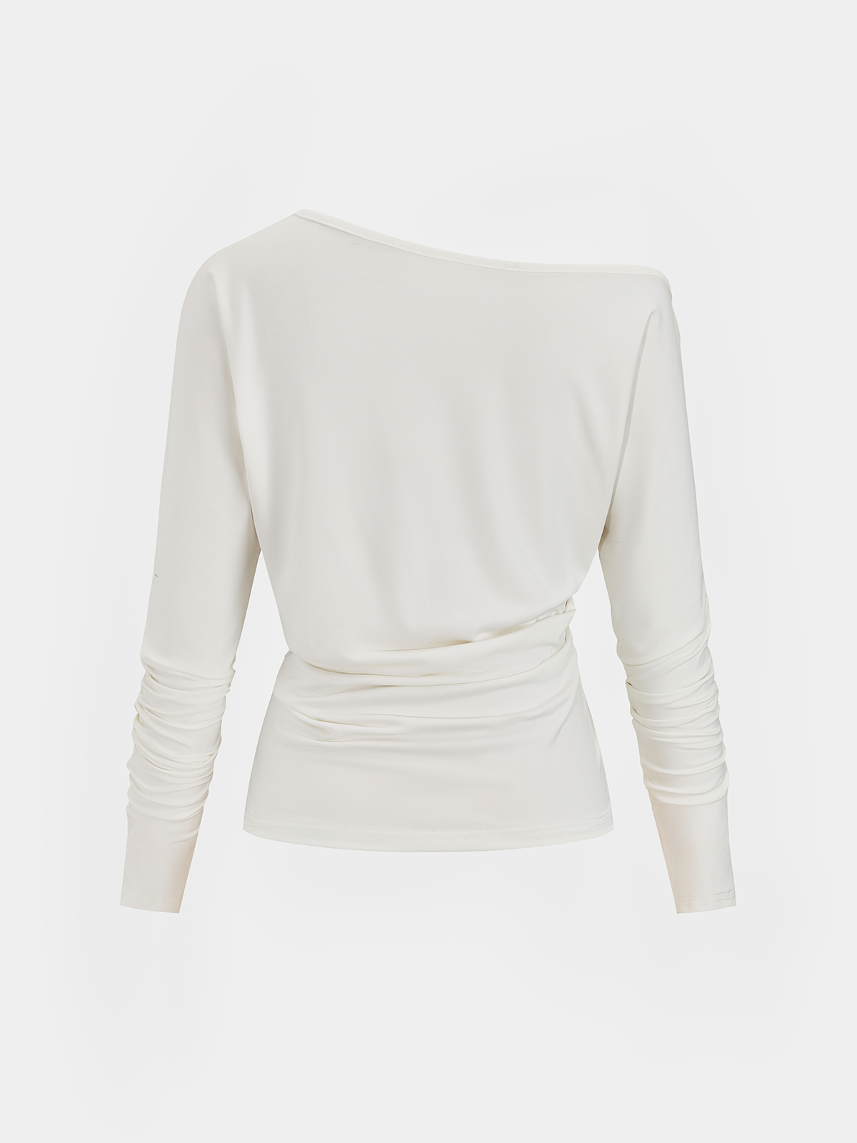 Cotton Off-Shoulder Ruched Long-Sleeve Top