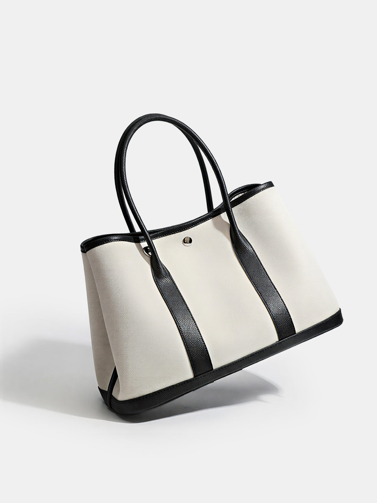 Large-Capacity PU Panel Canvas Tote Bag