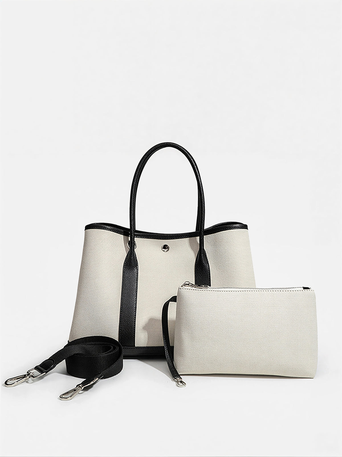 Large-Capacity PU Panel Canvas Tote Bag