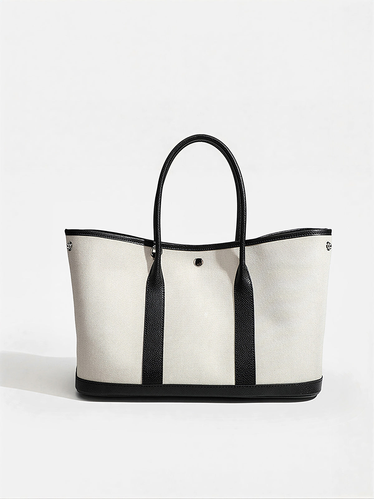Large-Capacity PU Panel Canvas Tote Bag