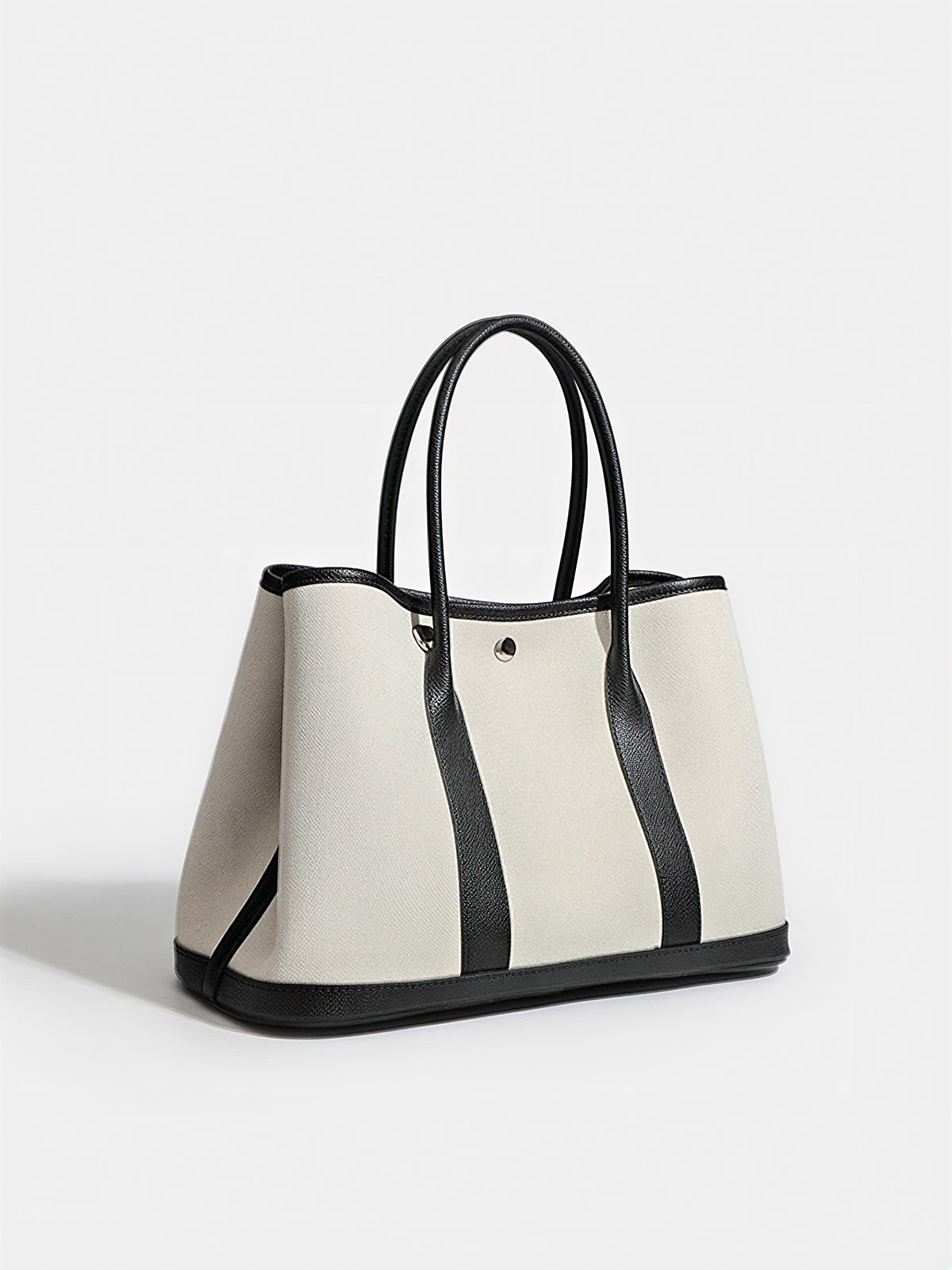 Large-Capacity PU Panel Canvas Tote Bag