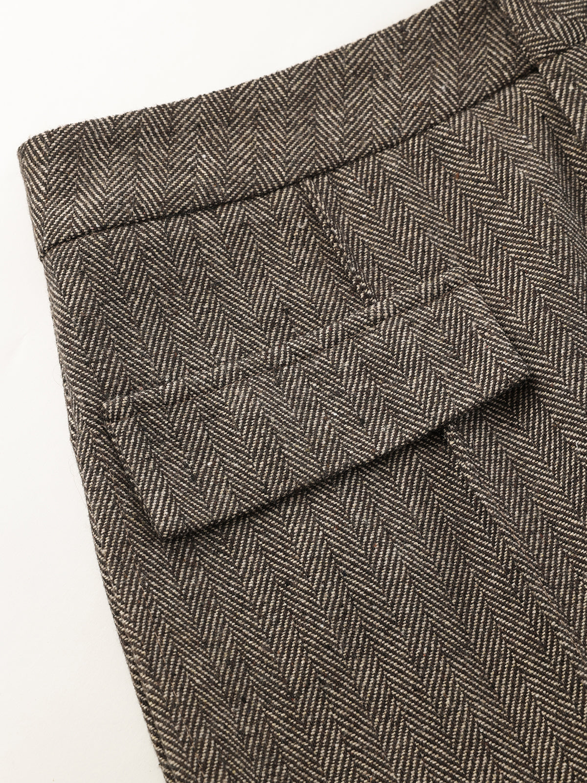 Herringbone Tweed Wide-Leg Pants