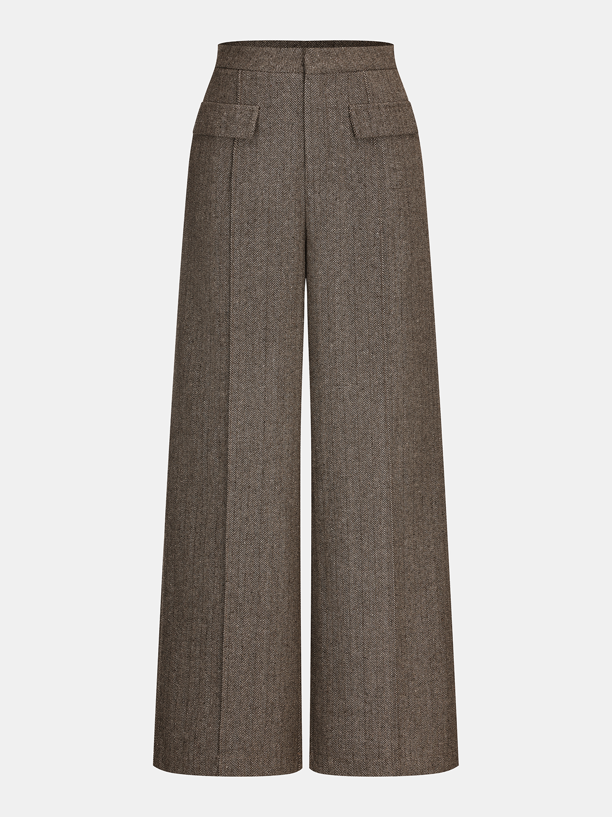 Herringbone Tweed Wide-Leg Pants