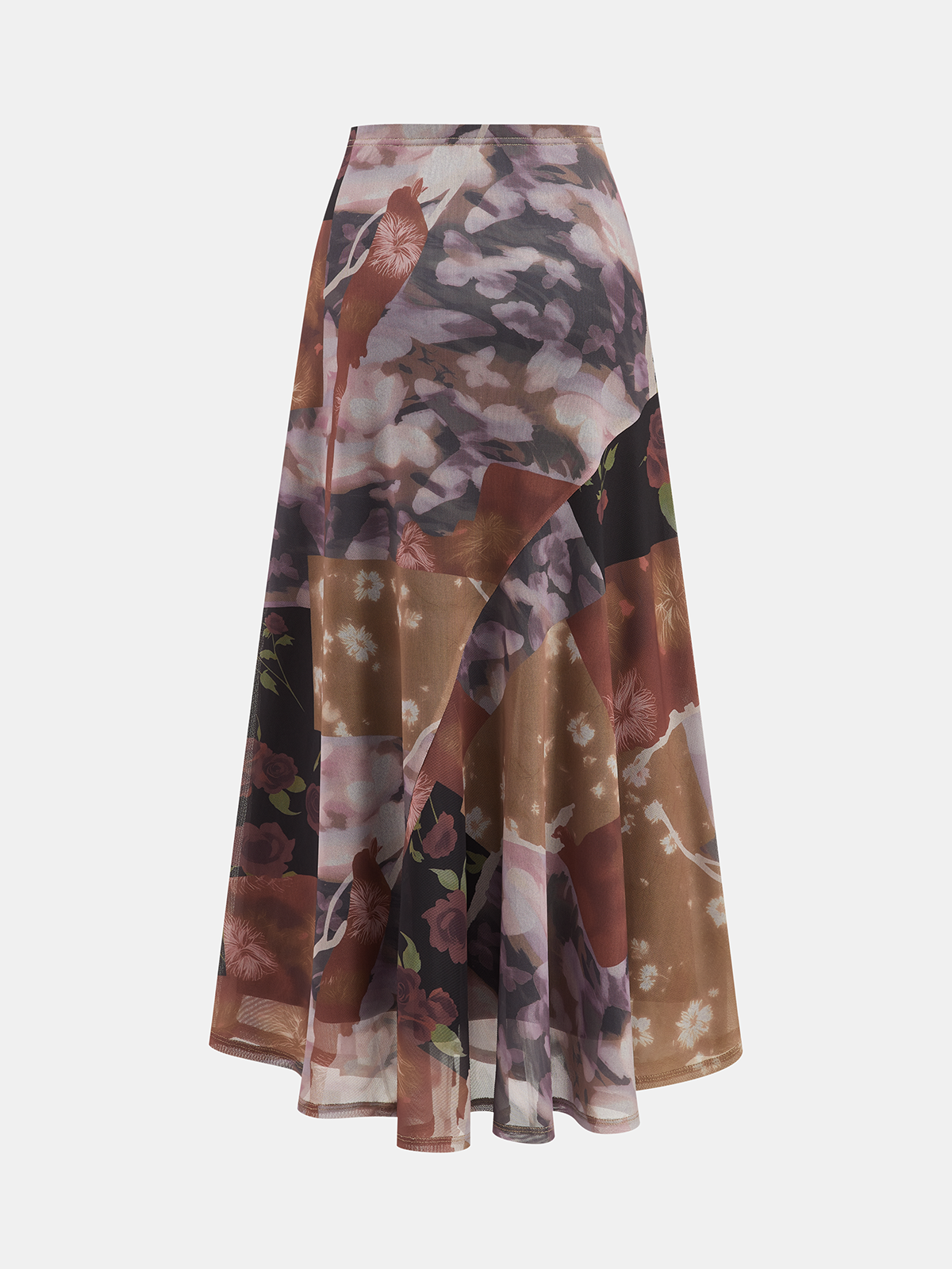 Patchwork Floral-Print Maxi Skirt