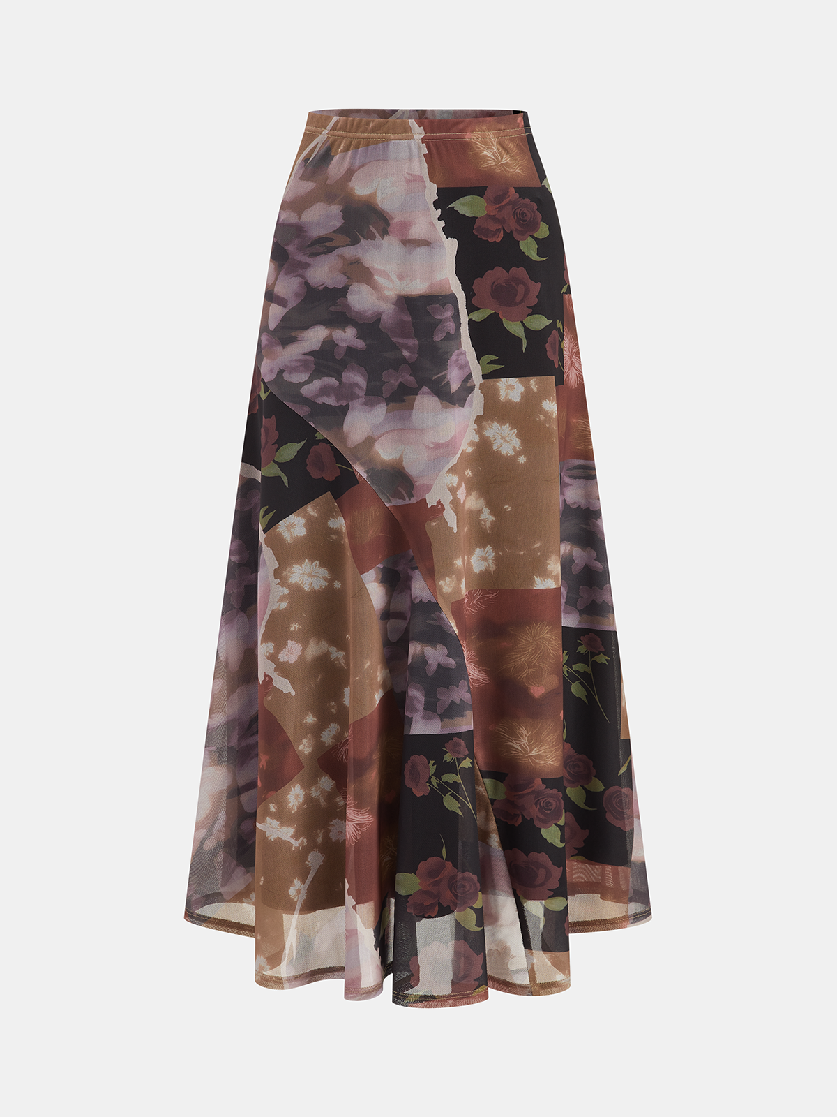 Patchwork Floral-Print Maxi Skirt