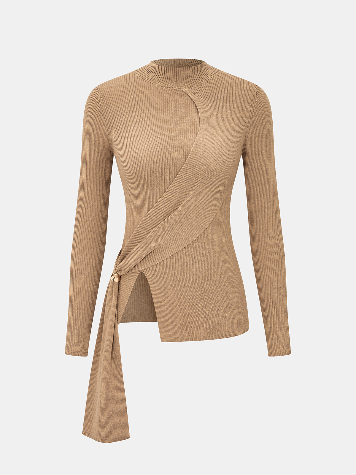 Twist Removable Metal-Ring Slit Knit Top