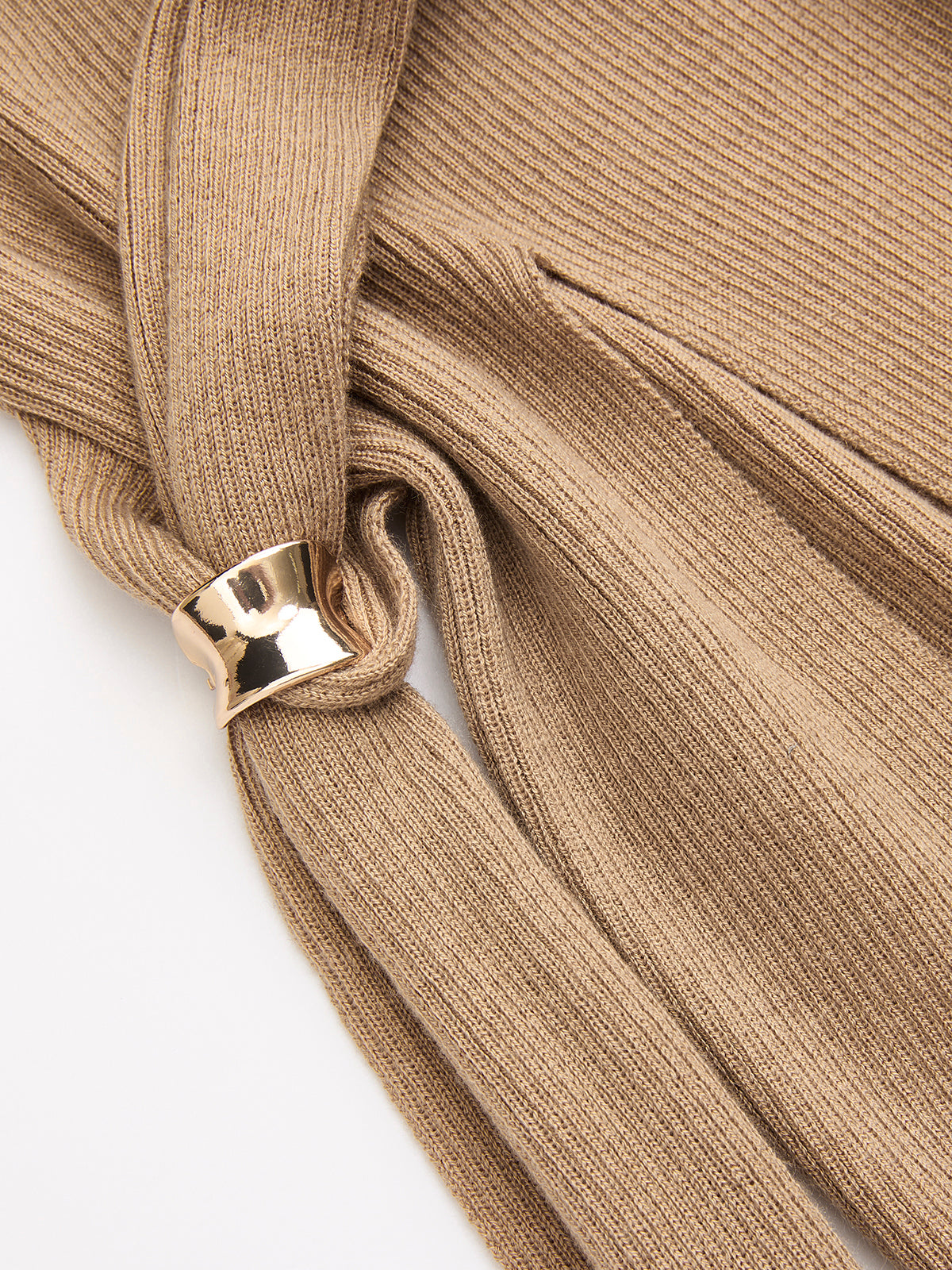 Twist Removable Metal-Ring Slit Knit Top