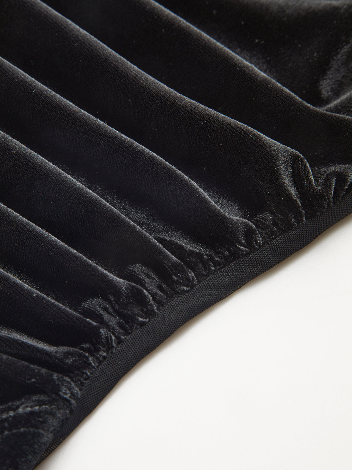 Sheer Mesh Panel Velvet Ruched Bodysuit