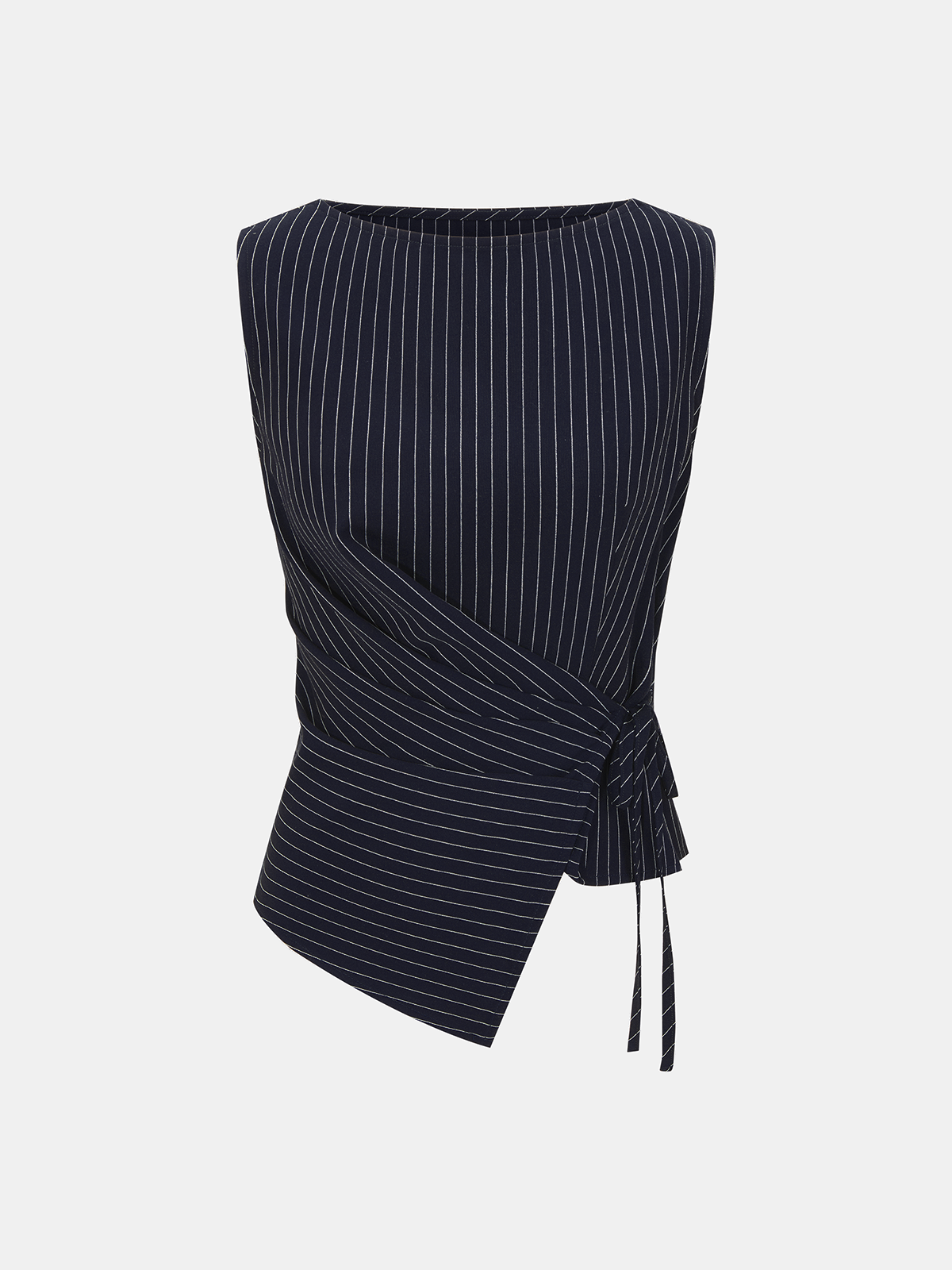 Ensemble top cache-cœur et pantalon large à fines rayures
