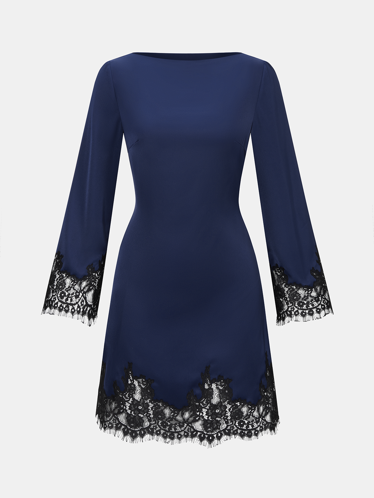 Lace Trim Satin Mini Dress
