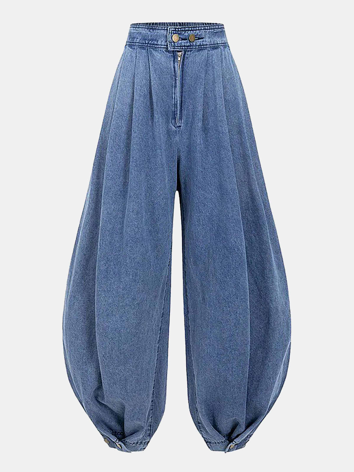 High-Waisted Balloon-Leg Denim Pants