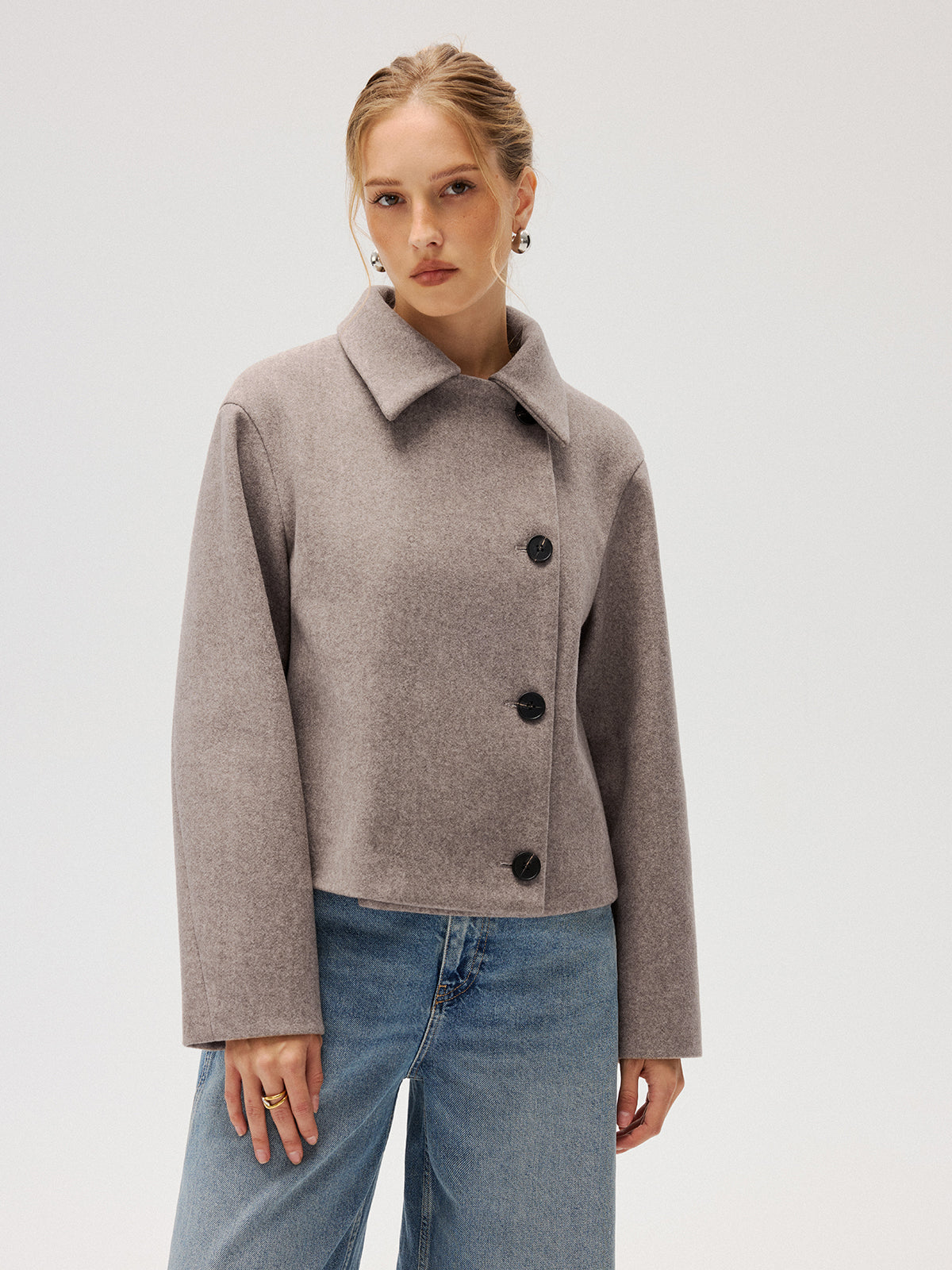 Manteau à col en mélange de laine