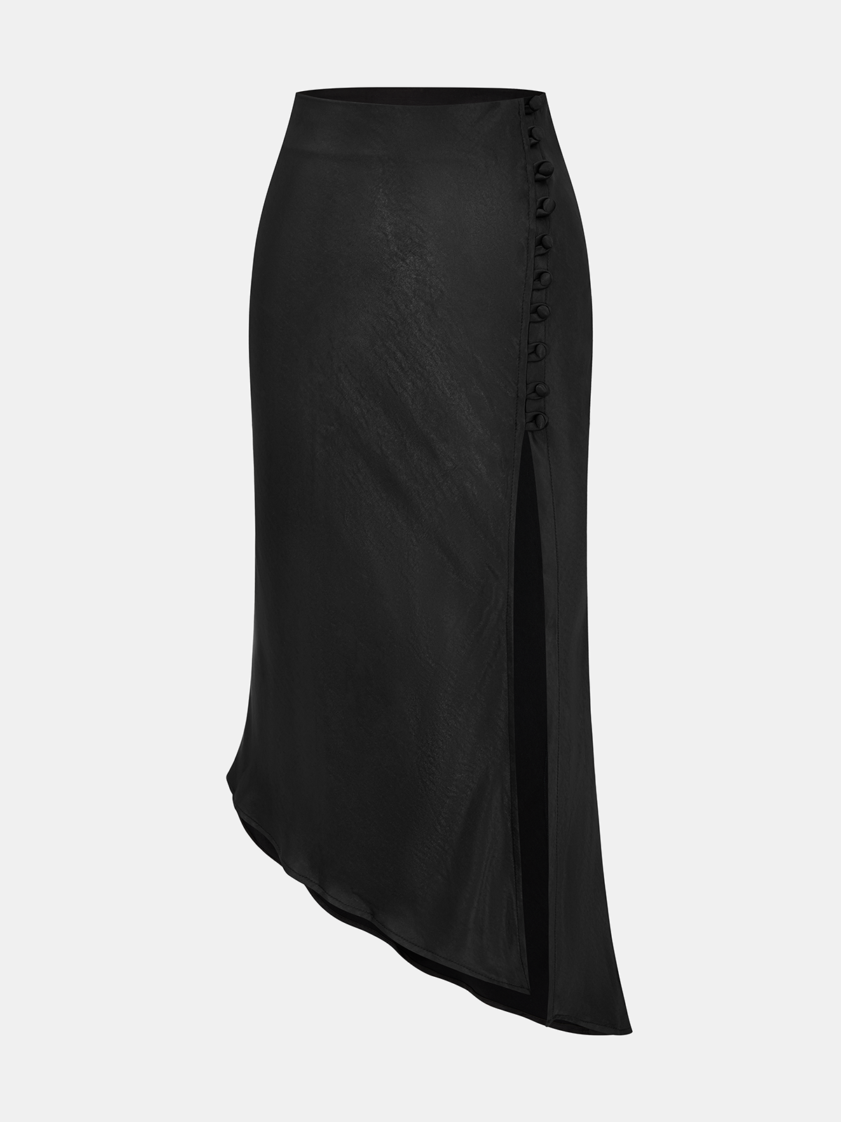 Satin-Midirock mit asymmetrischem Schlitz