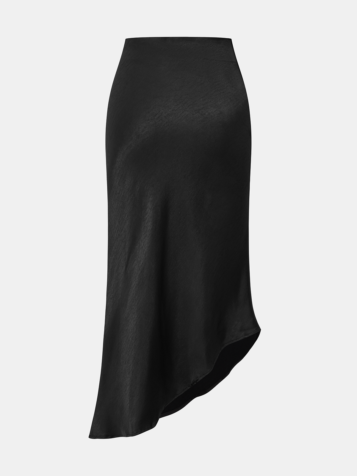Satin-Midirock mit asymmetrischem Schlitz