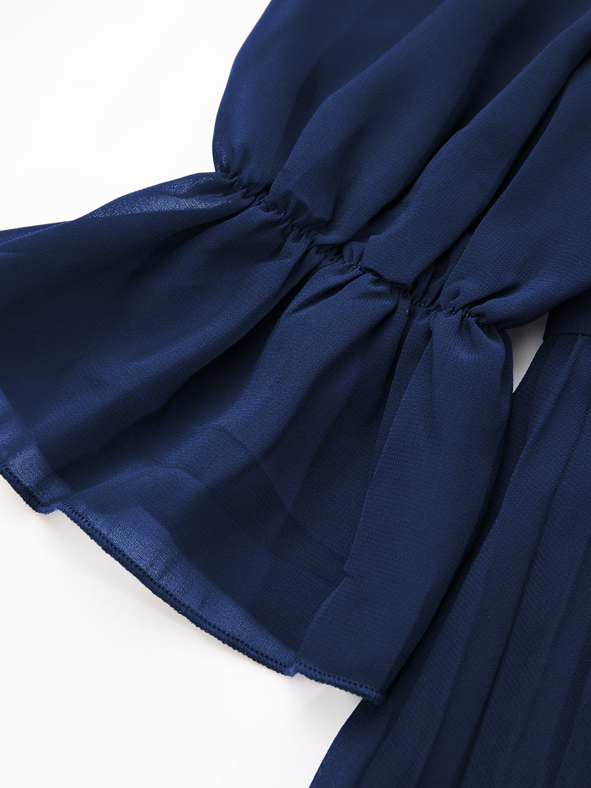 Semi-Sheer Pleated Chiffon Ruffle Maxi Dress