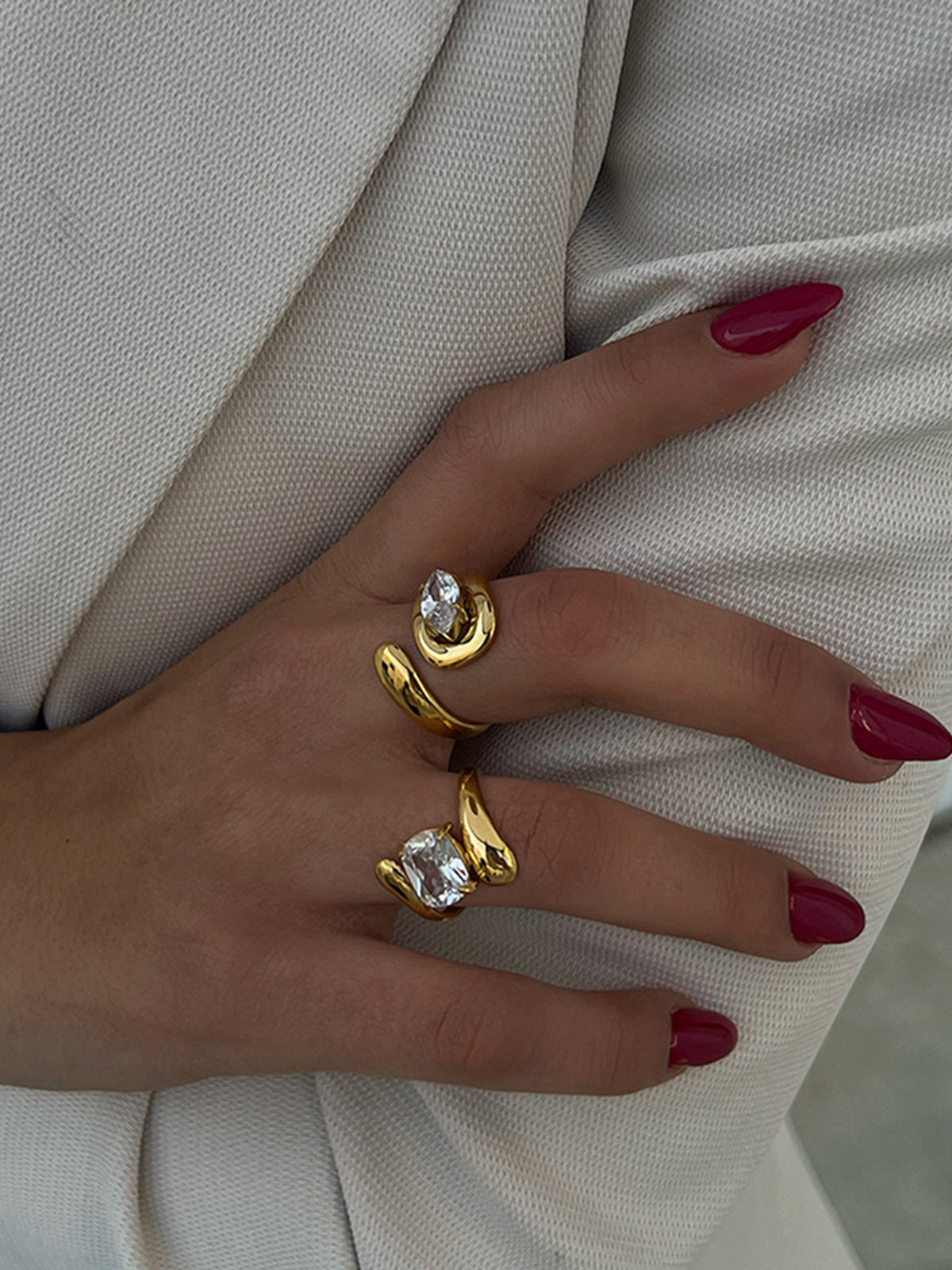 Twisted Zircon Statement Ring