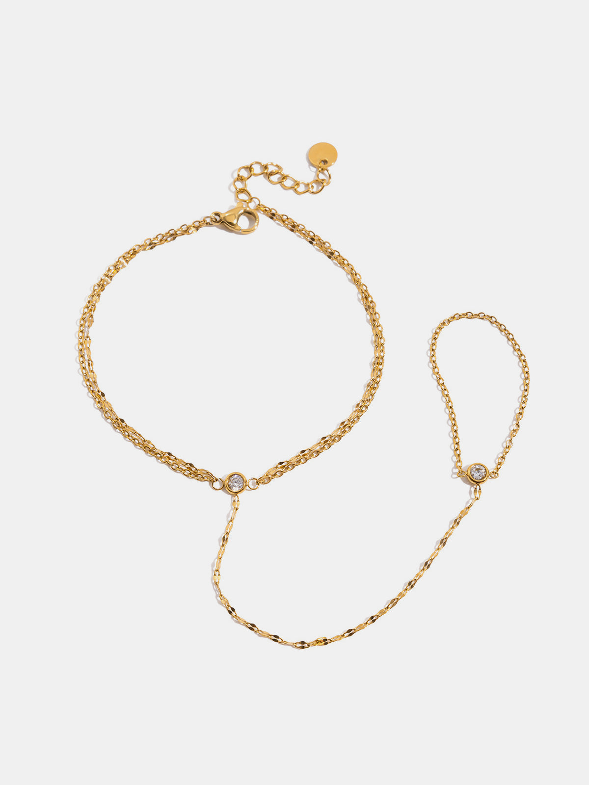 Crystal Detail Chain Finger Bracelet