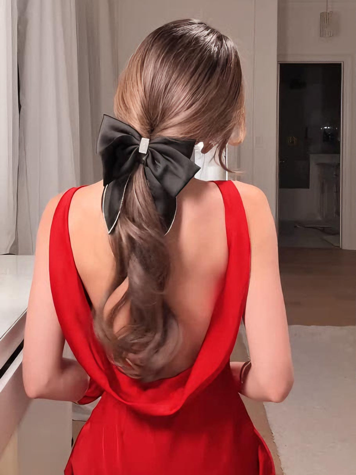 Rhinestone Trim Bow Hair Accessory