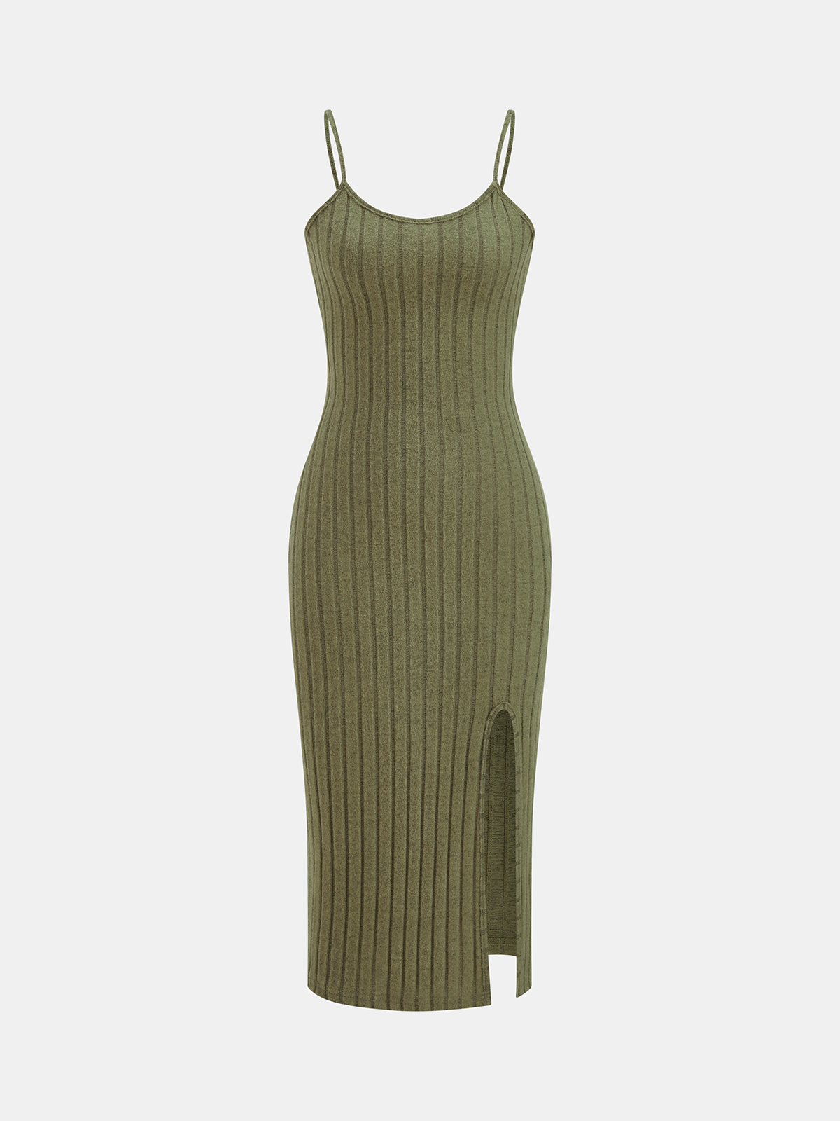 Cardigan & Slit Cami Midi Dress Two-Piece Set