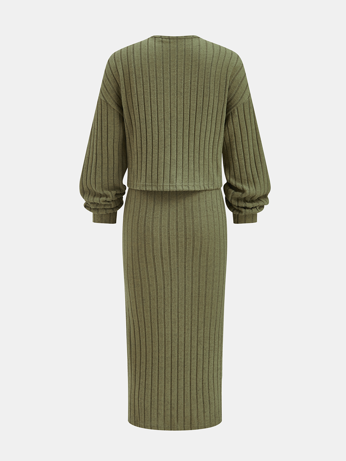Cardigan & Slit Cami Midi Dress Two-Piece Set
