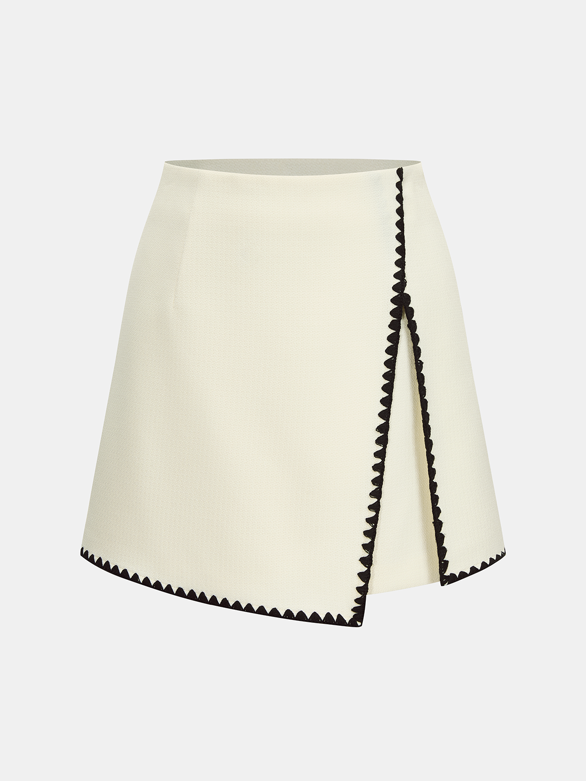 Asymmetrischer Minirock mit Muschelsaum