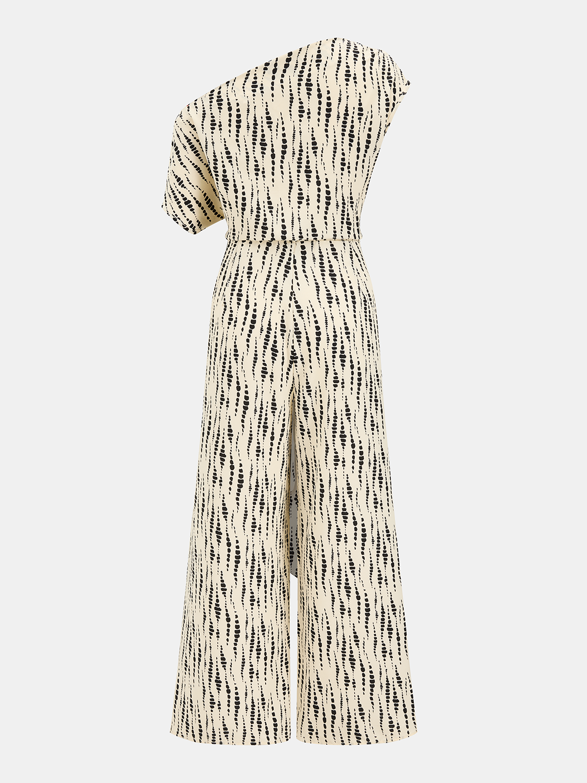 Jumpsuit mit abstraktem Punktmuster und einer Schulter