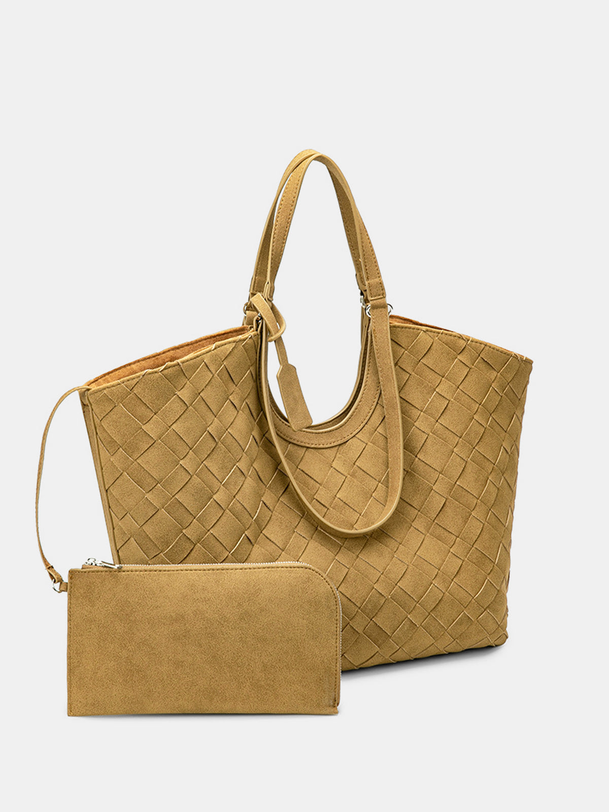 Woven Suede Effect Tote Bag