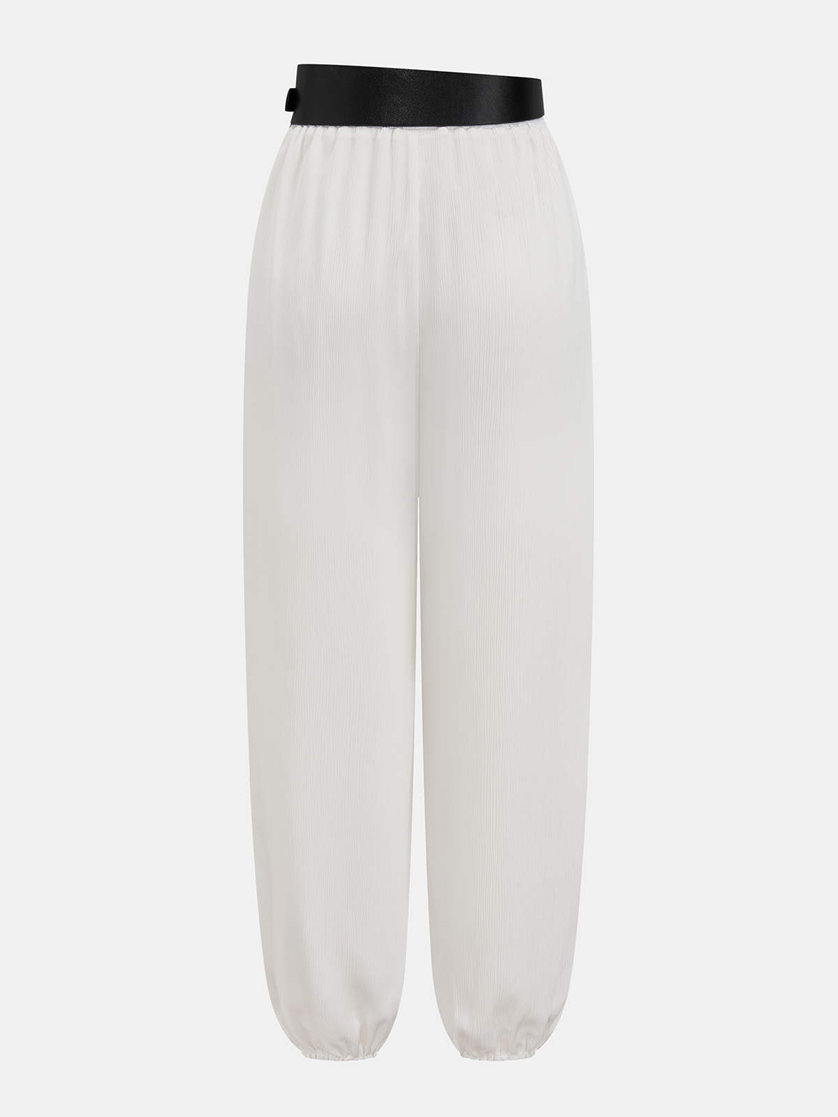 Faux Leather Waistband Jogger Pants