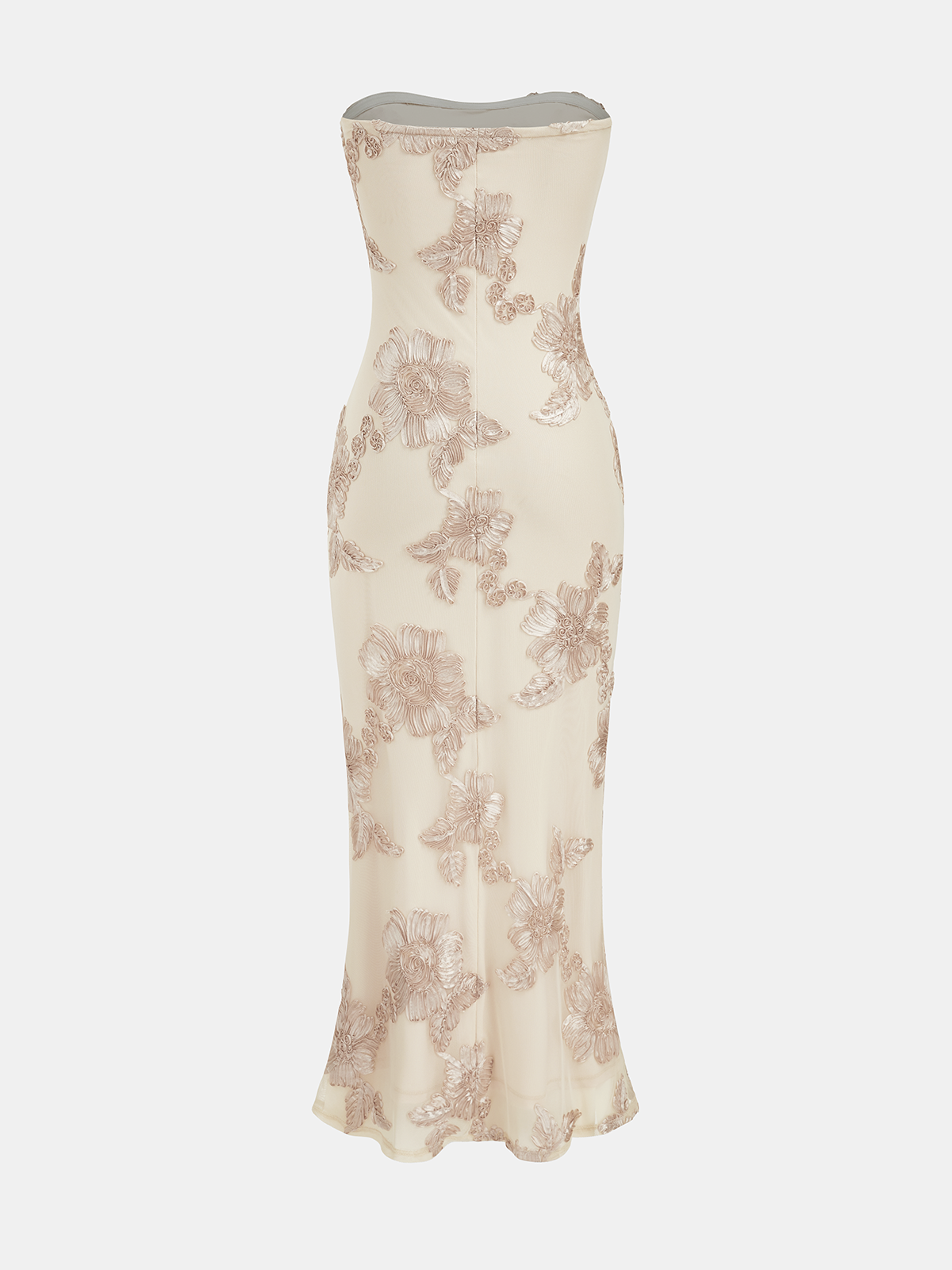 Strapless Floral Applique Mermaid Dress