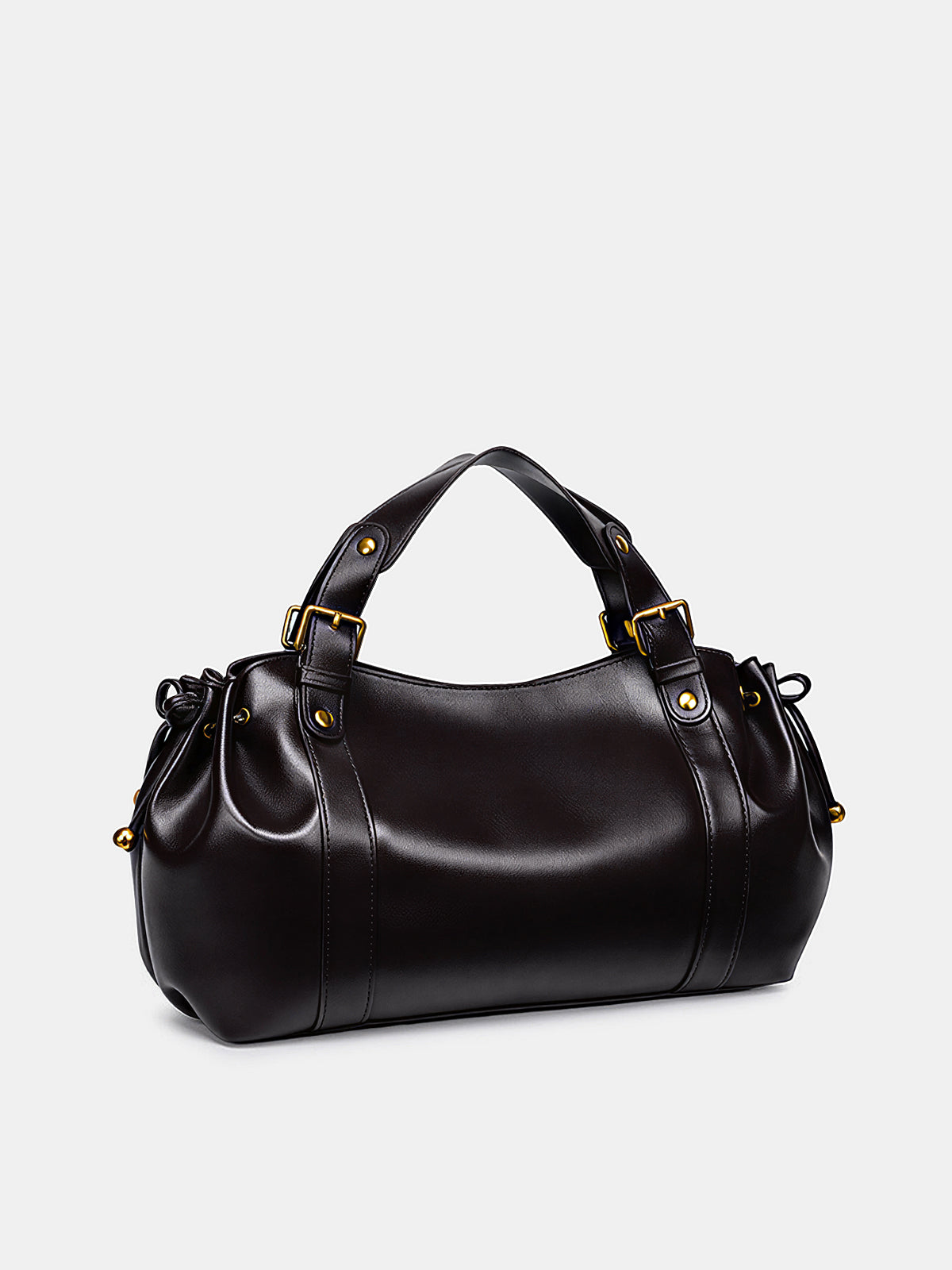 Solid Drawstring Boston Bag