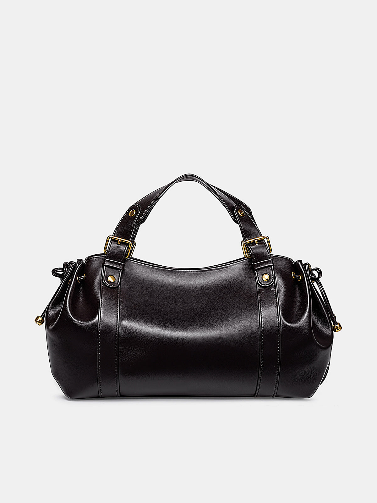 Solid Drawstring Boston Bag