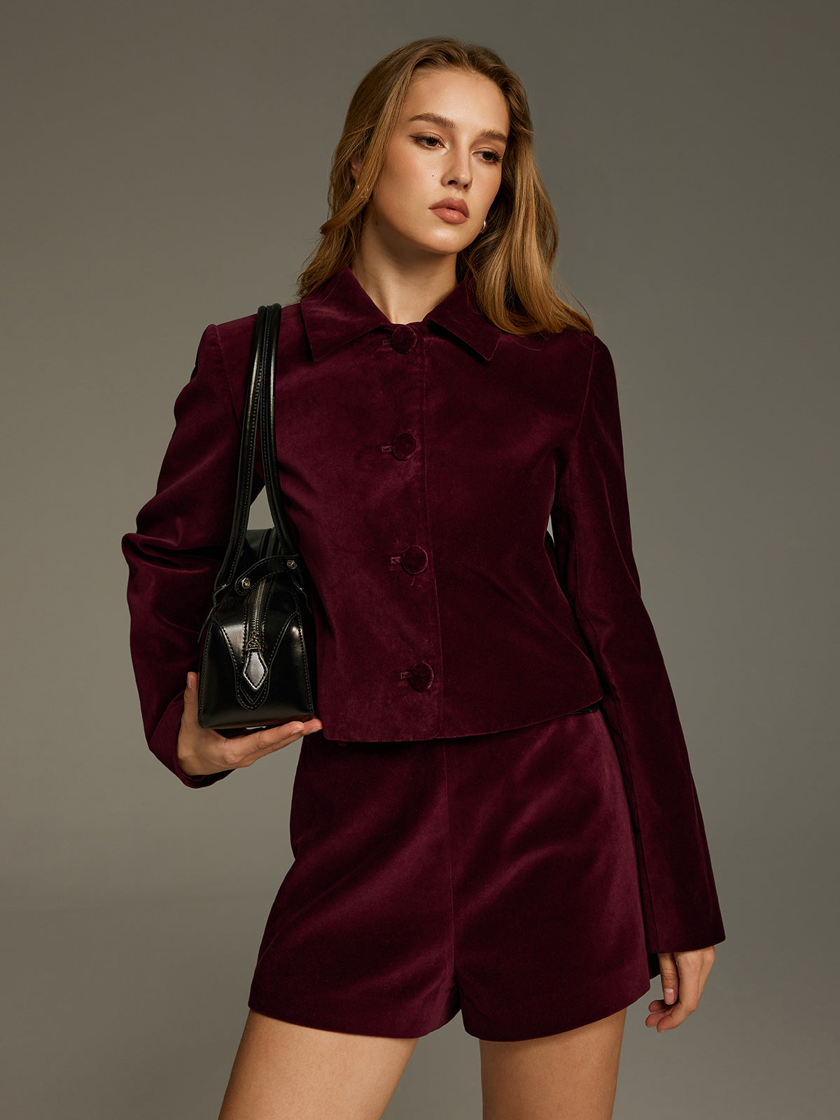 Velvet Button-Front Jacket
