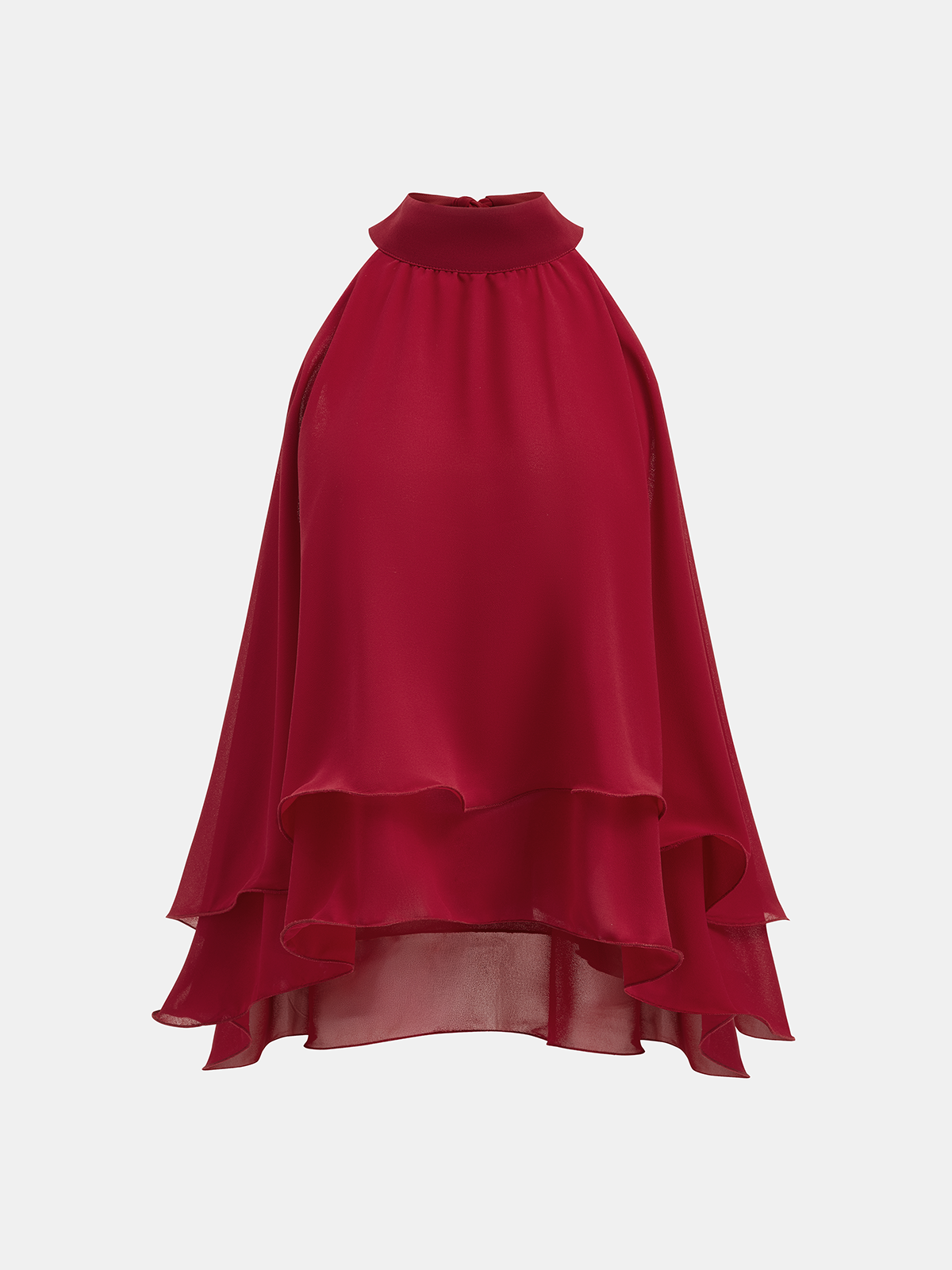 Chiffon Layered Ruffled Asymmetric Blouse