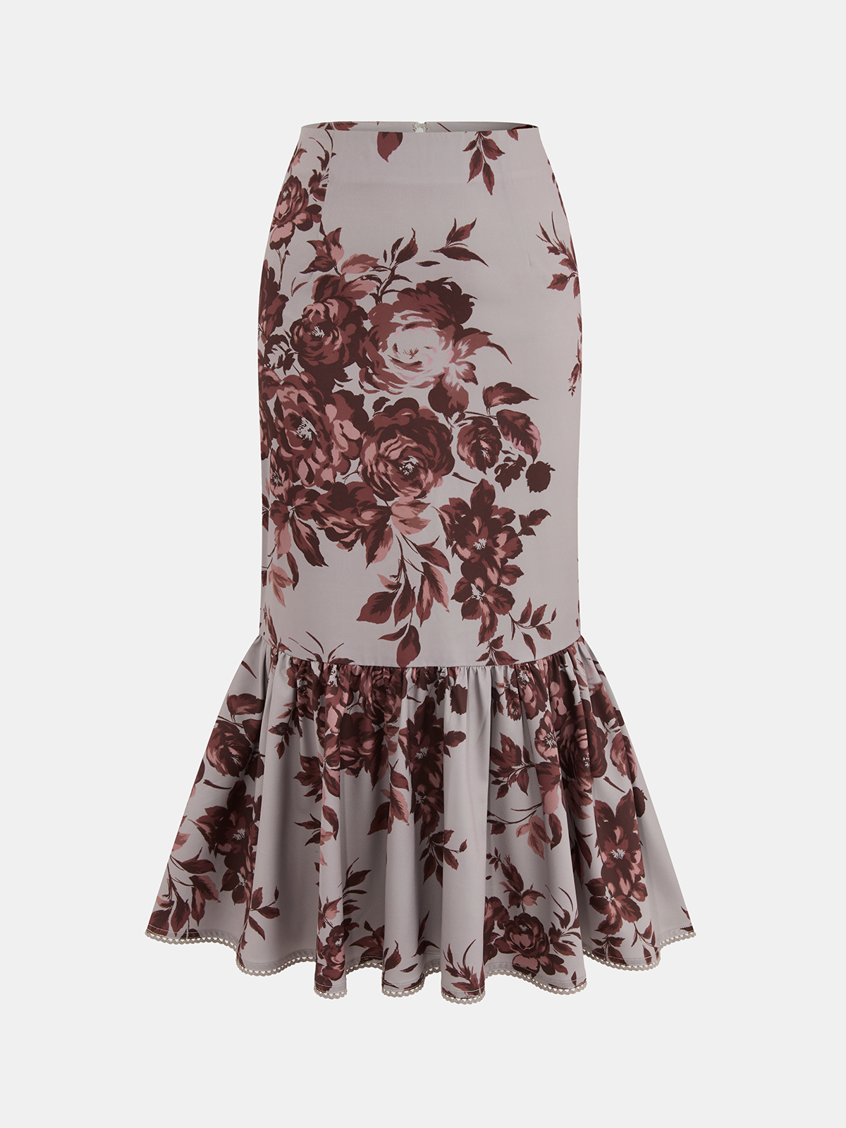 Floral Print Peplum Top & Mermaid Skirt Set