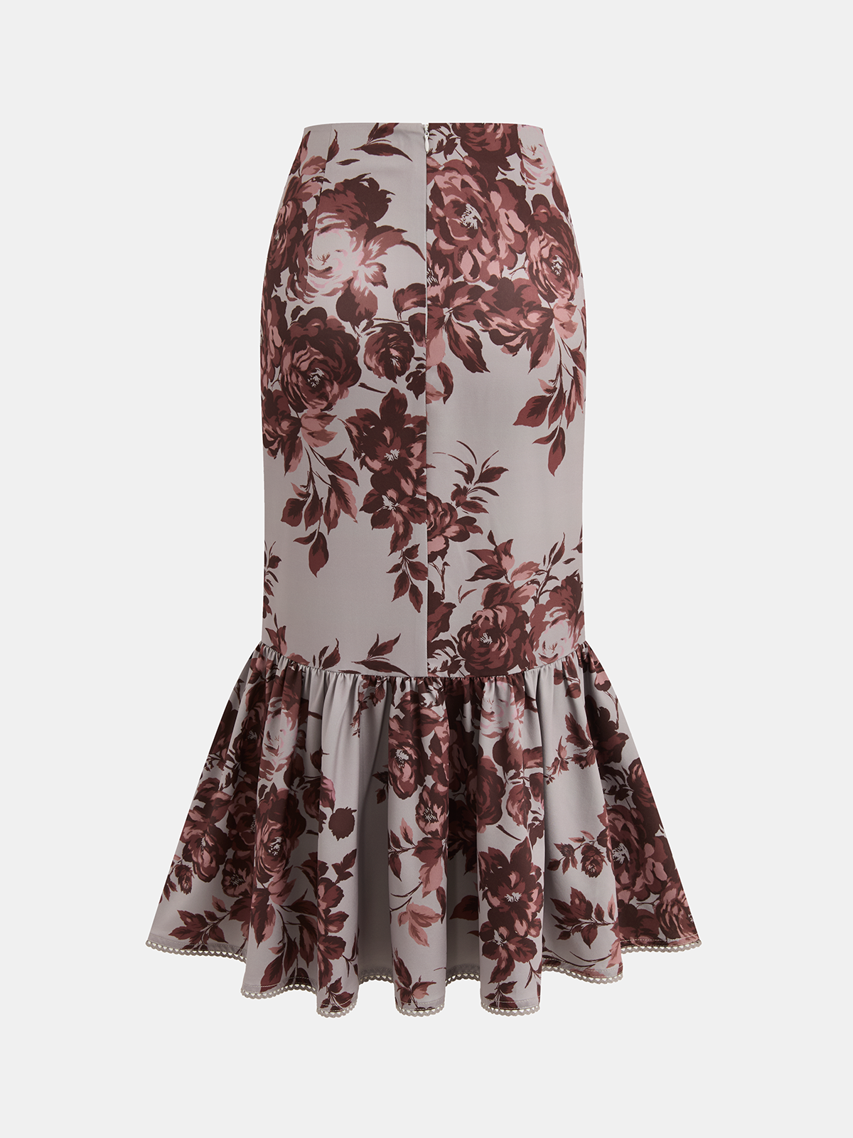 Floral Print Peplum Top & Mermaid Skirt Set