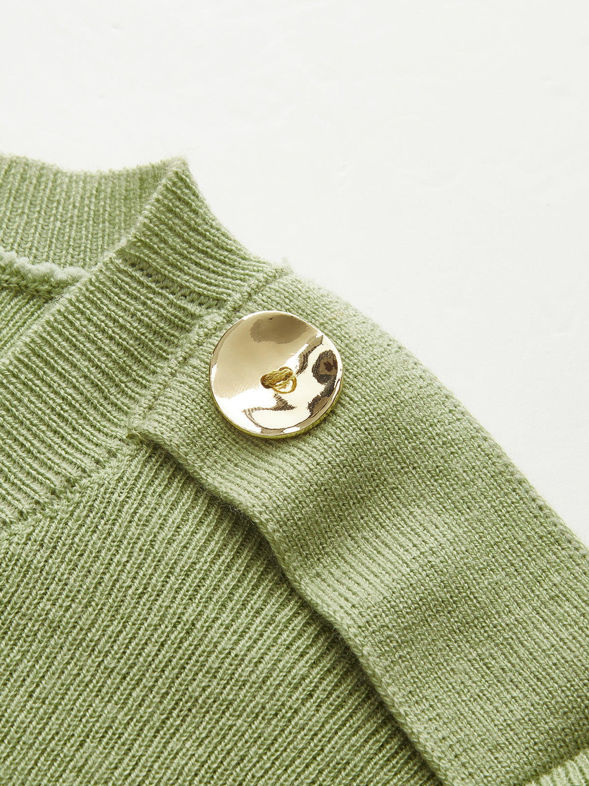 Shoulder Detail Wool-Blend Ribbed Long-Sleeve Top