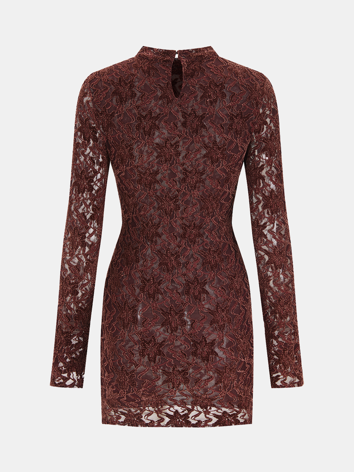 Mini-robe jacquard en dentelle à manches longues