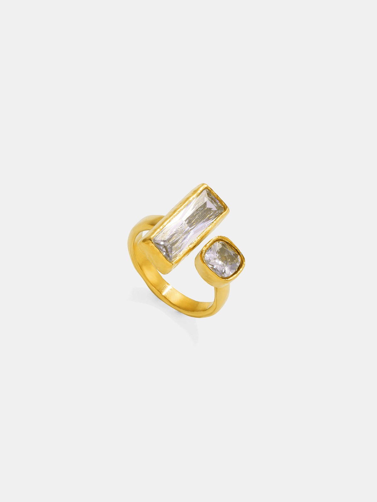 Gold-Tone Double-Stone Ring