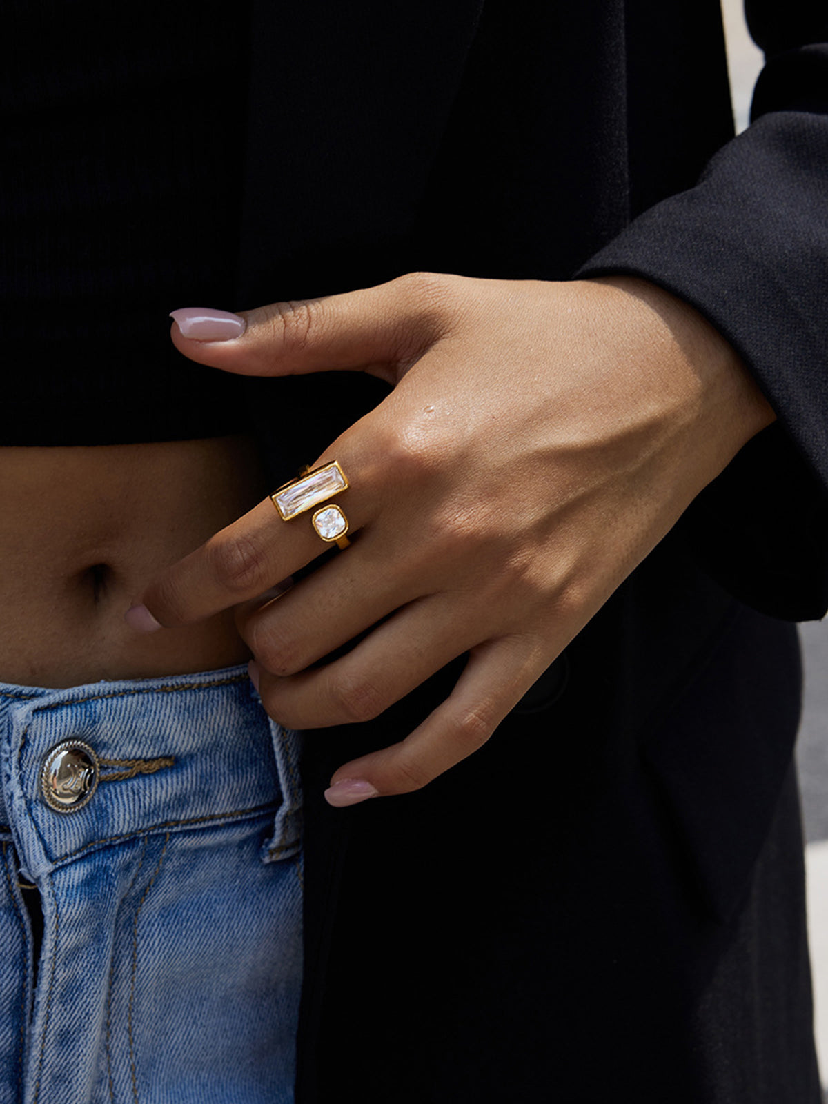 Gold-Tone Double-Stone Ring