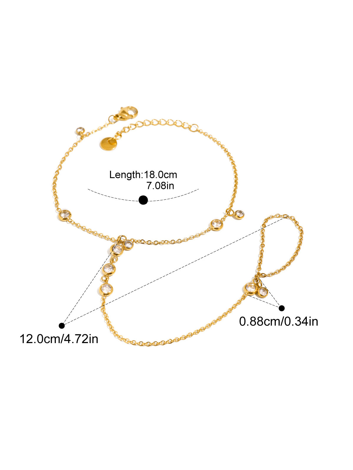 Zircon Accent Chain Finger Bracelet